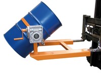 Fasskipper Typ FD-HK, Kippvorgang mit Kurbel,Tragkraft 360kg, Aufnahme für Stapler, Orange