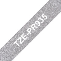 BROTHER Prémium feliratozó szalag TZEPR935, Ezüst alapon fehér színű szalag 12 mm széles, 8m
