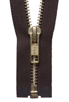 Brass Metal Open End Zip: 81cm: Brown