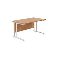 Jemini Cantilever Rectangular Desk 1200x800mm Nova Oak/White KF806882