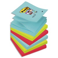 POST-IT Lot de 6 blocs Z-Notes Super Sticky POST-IT® couleurs COSMIC 90 feuilles 76 x 76 mm