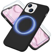 NALIA Set [3-in-1] MagPower Liquid Silicone Case compatible with iPhone 14 Case [compatible with MagSafe] & 2x Screen Protector Glass, Easy Clean Slim Anti-Scratch Non-Slip Prem...