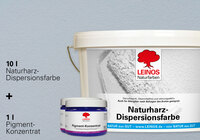 LEINOS Set Wandfarbe - 10l Naturharz-Dispersionsfarbe 660 + 1l Pigment-Konzentrat 668.324 Ultramarin-Violett