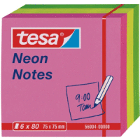 Haftnotizen tesa Neon Notes 75x75mm 6x80 Blatt pink/gelb/grün