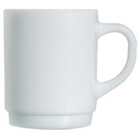 Arcoroc Opal Stackable Mugs of Porcelain Chip Resistant in White 260ml Set of 6