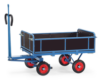 fetra® Handpritschenwagen, Ladefläche 1200 x 800 mm, 4 Bordwände 250/325 mm, Zugöse, Vollgummiräder, Tragkraft 700 kg