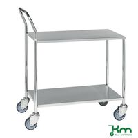 Kongamek stainless steel laminated shelf trolleys - tall handle