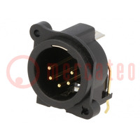Socket; XLR; male; PIN: 5; angled 90°; for panel mounting,screw