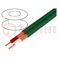 Wire: microphone cable; 2x0.25mm2; green; OFC; -15÷70°C; PVC