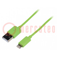 Kabel; USB 2.0; Apple Lightning-Stecker,USB A-Stecker; 1m; grün