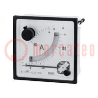 Ampermérő; panelre; I AC: 0÷500A,600A,1kA; Osztály: 1,5; 96x96mm