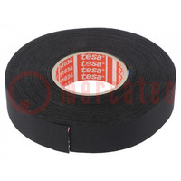 Tape: textile; W: 19mm; L: 25m; Thk: 260um; Automotive; acrylic; black