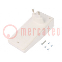 Enclosure: for power supplies; X: 120mm; Y: 56mm; Z: 18mm; ABS; white