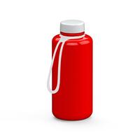 Artikelbild Drink bottle "Refresh" clear-transparent incl. strap, 1.0 l, red/white