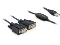 DeLOCK 2x RS232/USB 2.0 câble Série Noir