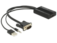 DeLOCK 62597 adapter kablowy 0,25 m HDMI Typu A (Standard) VGA (D-Sub) + 3.5mm + USB Type-A Czarny