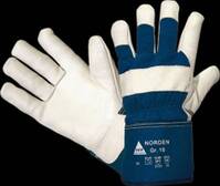 5-Finger-Rindvollleder-Winterhandschuh Hase Norden, Gr. 10 weiß/blau, komplettes Thinsulate®- Futter, gummierte Stulpe,