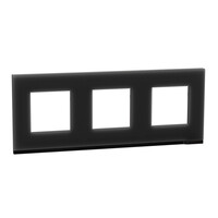 Unica Pure - plaque de finition - Givre noir liseré Anthracite - 3 postes (NU600686)