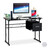 Relaxdays Schreibtisch, moderner Bürotisch mit Glasplatte, Seitenschublade, Jugendzimmer, HBT: 75 x 110 x 55 cm, schwarz
