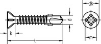 Bohrschraube mit Flügeln + Rippen, Senkk.-O-H 6068/001/01 4,2x32