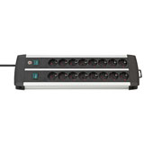 Brennenstuhl Unidad de distribución de energía Premium Duo Alu-Line, 16 tomas, 3m, negro, con interruptor
