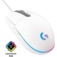 Logitech Egér - G203 Lightsync (Vezetékes, Gaming, Optikai, USB, 8000 DPI, fehér)
