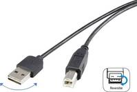 USB 2.0 A/B Renkforce csatlakozókábel 1,8 m, megfordítható dugóval