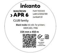 APR 6 WAX/RESIN Thermal Transfer Ribbon, Inkanto - Ink Inside - 154mm x 450m - Black Printer Ribbons