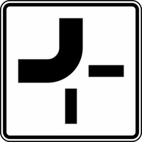 Verkehrszeichen VZ 1002-11 Verlauf der Vorfahrtstraße, 600 x 600, 2mm flach, RA 1