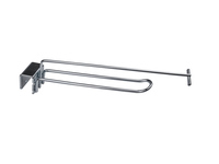 Pegwall Hooks / Slot-On Double Hook for 20 mm Rail with Price Holder | 400 mm