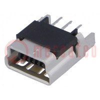 Socket; USB B mini; on PCBs; THT; PIN: 5; straight