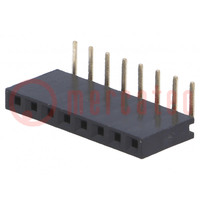 Socket; pin strips; female; PIN: 8; angled 90°; 2.54mm; THT; 1x8