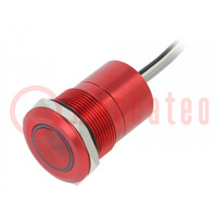 Switch: capacitive; Pos: 2; SPST-NO; 0.01A/12VDC; IP68; OFF-ON; red