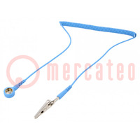 Connection cable; ESD,coiled; Features: resistor 1MΩ; blue; 1.8m
