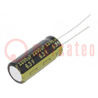 Condensateur: électrolytique; low ESR; THT; 2200uF; 6,3VDC; ±20%