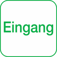 Piktogramm - Eingang, Grün, 10 x 10 cm, Kunststofffolie, Selbstklebend, Text
