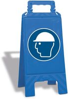 Warnaufsteller - Kopfschutz benutzen, Blau, 61 x 27.5 cm, Polypropylen