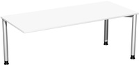 SoftForm-Verkettungs-Schreibtisch, Weiß, Gestell in alusilber. HxBxT 680 - 820 x 1800 x 800 mm | GF1445-01