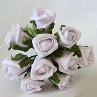 Artificial Colourfast Cottage Rose Bud Bunch - 24cm, Lavender