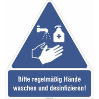Bitte regelmäßig Händewaschen und desinfizieren!, selbstkl. Folie , 10,5 x 11,9 cm