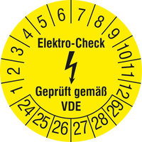 Prüfplakette, Geprüft gemäß BetrSichV , 3 cm Version: 24-29 - Elektro-Check 24-29