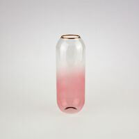 Vase Aura, klar/rosa m. Goldrand, Glas, 8x21,5 cm