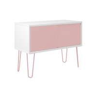 MultiRange Sideboard, weiß, Schiebetüren aus Stahl, 4 Stahlfüße, Maße: H 752 x B 1000 x T 450 mm, Farbe: weiß/pastellpink