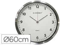 RELOJ Q-CONNECT DE PARED PLASTICO OFICINA REDONDO 50 CM MARCO CROMADO