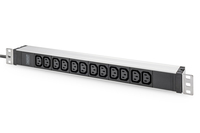 Digitus Multiprise avec profilé en aluminium, 12 prises, câble d'alimentation de 2 m avec fiche de sécurité