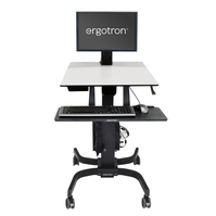 Ergotron WorkFit-C, Single LD Sit-Stand Workstation Noir, Gris Panier multimédia
