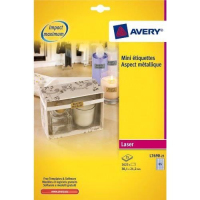 Avery Etiquette mini, argenté, 38,1 x 21,2 mm, Adhésif permanent