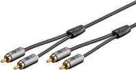 Goobay 65291 audio kabel 0,5 m 2 x RCA Zwart, Zilver