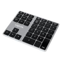 LogiLink ID0187 numeriek toetsenbord Universeel Bluetooth Aluminium, Zwart