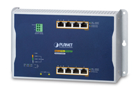 PLANET IP30, IPv6/IPv4, 4-Port Gestito L2/L2+ Gigabit Ethernet (10/100/1000) Supporto Power over Ethernet (PoE) Blu, Grigio